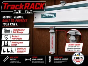 Track saw guide/rail wall mounts