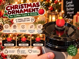 Cute Christmas Ornament & Drink Cup Lid Topper