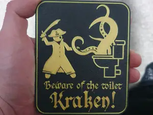 Beware the Toilet Kraken Pirate Themed Door Sign