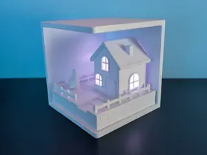 Diorama Snowy Christmas House Light