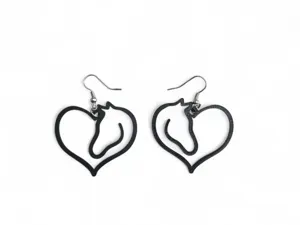 Horse head in heart earrings