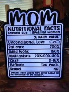 Mothers Day Lightbox - Mom Nutritional Facts