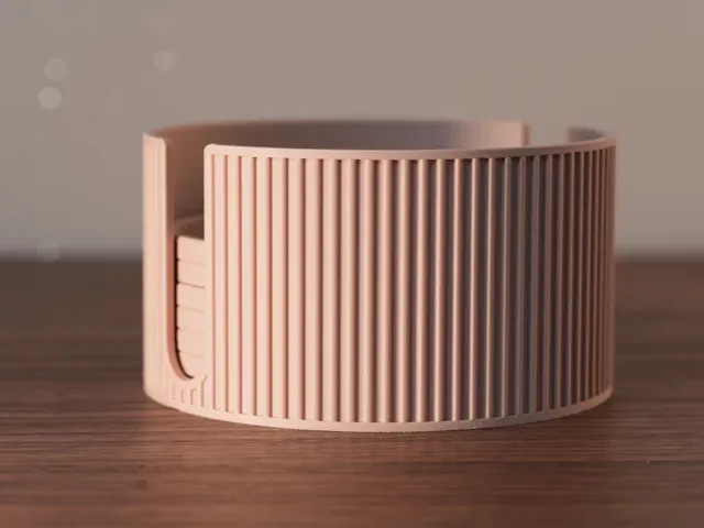 Modern Ribbed Coaster Set with Storage Holder — Image 8 of 10