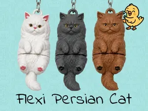Cute Persian Cat Keychain – Articulated Flexi Toy