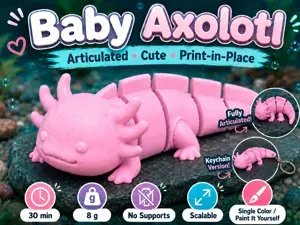 Baby Axolotl Articulated Flexi Kids Keychain Toy