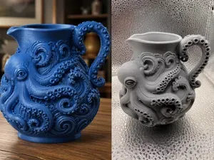 Blue Octopus Ocean Pitcher Vase Decor