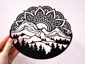 Mandala Mountain Wall Art – Zen Nature Decor