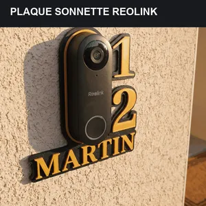 Plaque sonnette Reolink — numéro et nom, sans vis