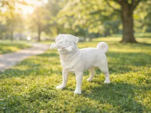 Pug dog, Mops with Bone