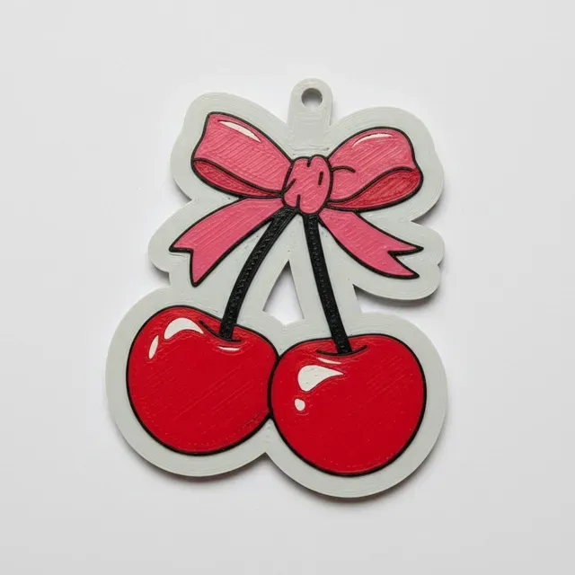 Llavero abrelatas con lazo de cereza Kawaii cherry — Image 2 of 3