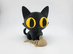 Cute Black Cat with Fishbone Kawaii sweet