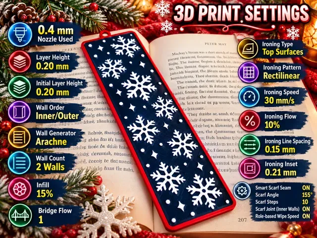 Snowflake Christmas Bookmark, Winter Snow Bookmark — Image 6 of 11