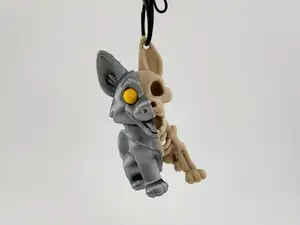 Cute Wolf Skeleton Keychain Kawaii Animal Charm