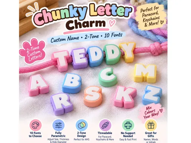 Parametric Chunky Letter Charm AMS Paracord Beads