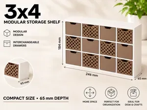 Modular Mini Shelf 3x4 – Doll & Desk Storage