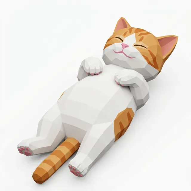 Low-Poly Sleepy Cat — Фото 2 из 6