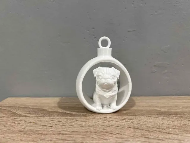 Cute Pug dog in Christmas Bauble. Mops — Фото 3 из 6