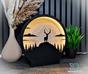 Hirsch mit Bergen LED Lampe