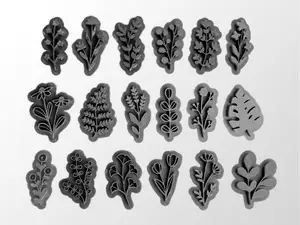 18 Botanical Stamps for Pottery & Polymer Clay