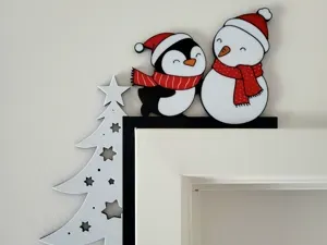 Christmas Snowman and Penguin Door Corner
