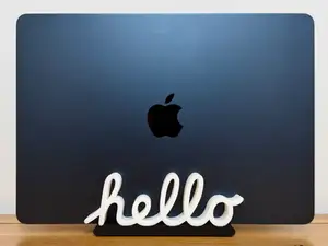 Classic Apple hello script MacBook / laptop stand