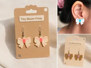 Cute Bow Earrings - Stud & Dangle Set