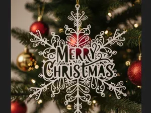 Cozy Merry Christmas Snowflake Ornament