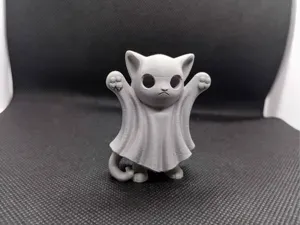 Cute Scary Cat Ghost Haunted Halloween Figure