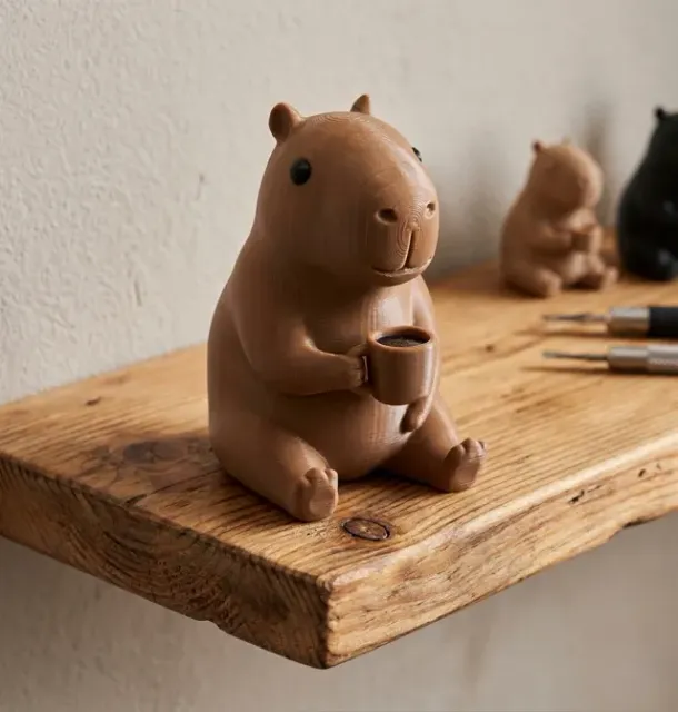 Capybara with a Coffee Mug – Cute Desk Figurine — Фото 2 из 4