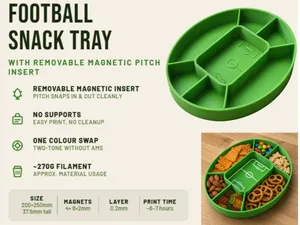 Football Snack Tray with Removable Magnetic Pitch
