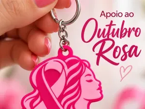 Outubro Rosa Mulheres Apoio Chaveiro