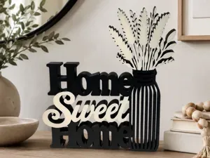 Home Sweet Home Botanical Vase Sign -Self-Standing