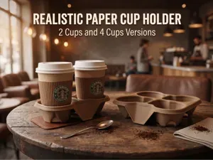 Super Realistic Takeaway Paper Cup Holder 2/4 Cups