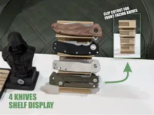 Pocket Knife Display - 4 Knives, Clip cutouts