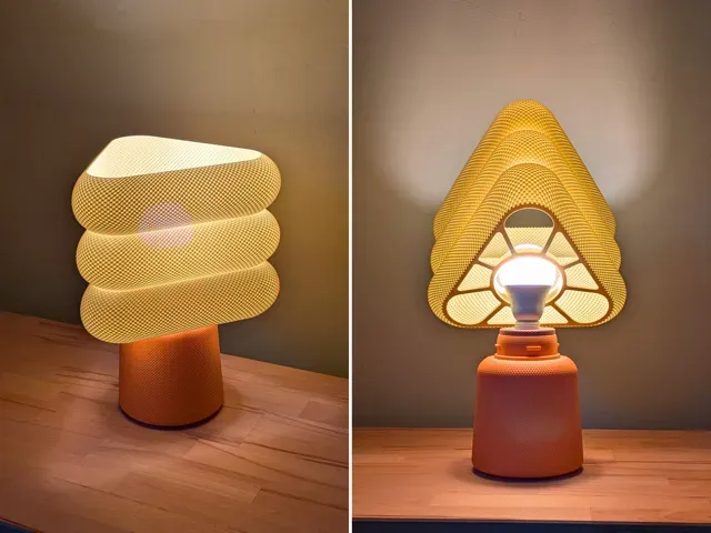 Dreieckige retro Lampe mit Korbstruktur — Фото 2 из 4