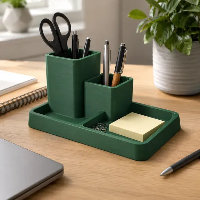 Modern Desk Organizer with Pen Holders & Tray — Фото 2 из 6