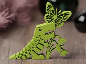 Flexi Rex Dino Spring Flower Print in Place