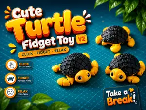 Cute Turtle Fidget Toy V2 | Flexi Print in Place