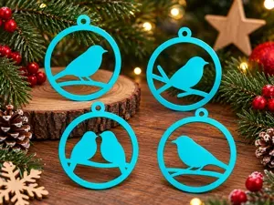 Bird Christmas Ornaments – 4 Piece Set