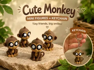 Monkey Flexi Toy Keychain Articulated cute kawaii