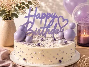 Happy Birthday Cake Topper with Heart