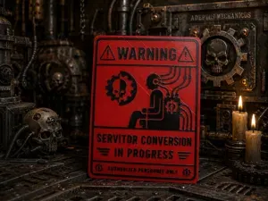 WARNING PLACARD — Servitor Adeptus Mechanicus 40k