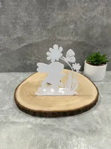 Easter Bunny with Floral, Butterfly and Stand / Osterhase mit Blumen, Schmetterling und Ständer