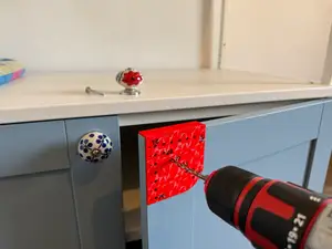 Drill guide for furniture door handle