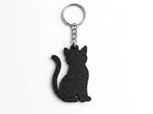 Minimalist Black Cat Keychain