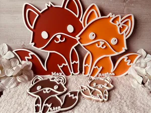 Personalisierbare Fuchs-Familie –Kinderzimmer Deko