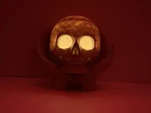 Glowing Skull in Hands | Halloween LED Lamp