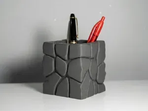 Lava Stone Cube - Modern Pen Holder