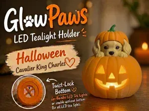 Cavalier GlowPaws Tealight Holder Pumpkin