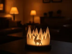 Hirsch und Wald Schattenspieln Teelicht